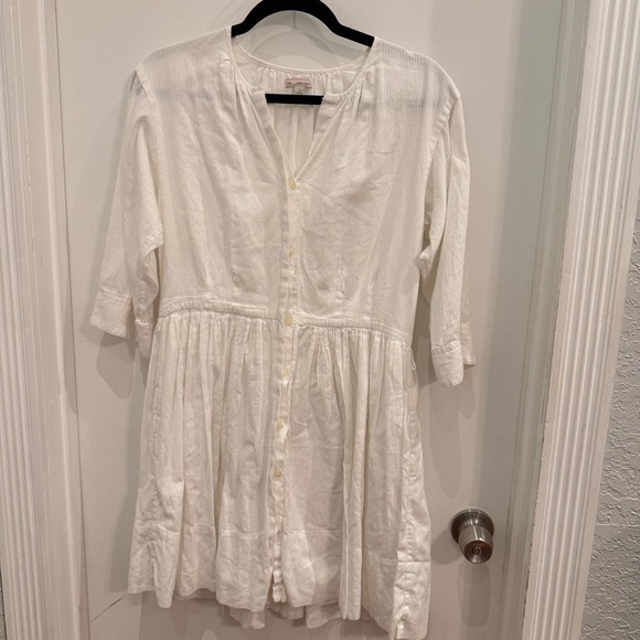 GAP Dresses & Skirts - Gap White Gauze‎ Button Front Dress 4 Cottagecore Boho Coastal Minimalist